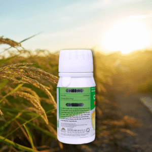 a white bottle on a field of wheat